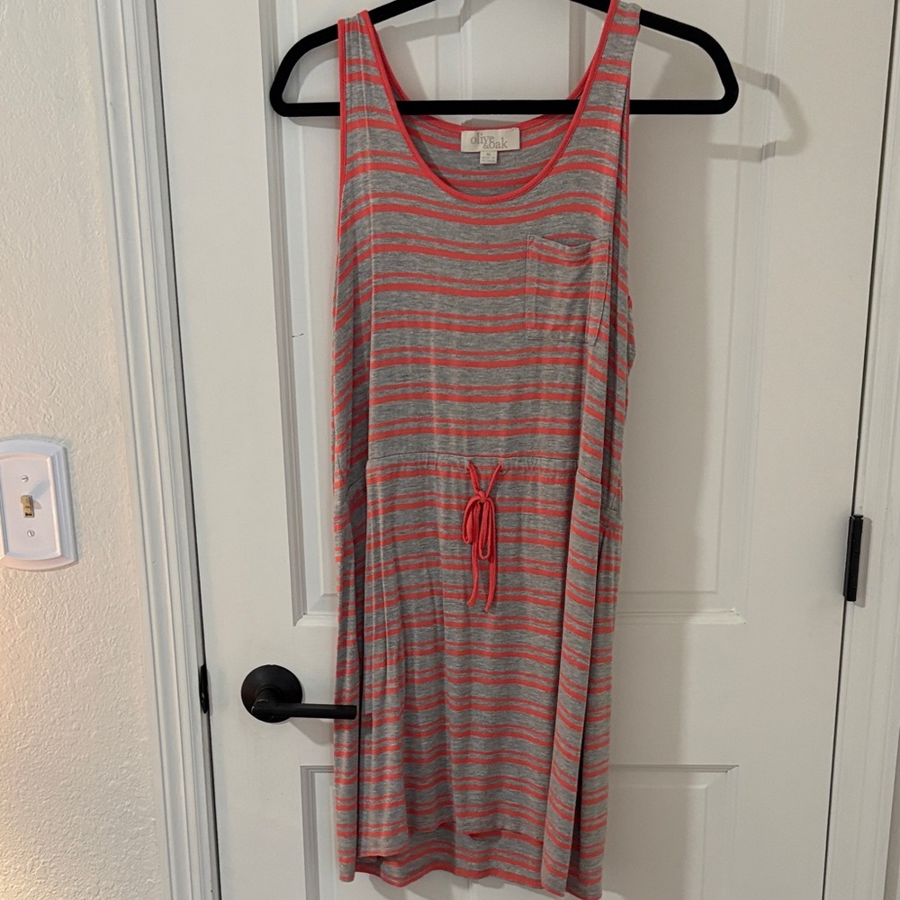 Olive & Oak Coral and Gray Striped Top